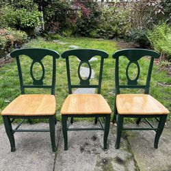 Three Solid Wood Chairs