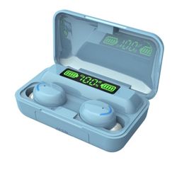 Light Blue Bluetooth 5.0 Earbuds TWS Wireless Headphones Headset Stereo Samsung Android iPhone Earphone Gift.