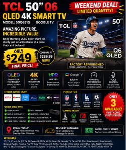 🔥 TCL 50” Q6 QLED 4K Smart Google TV 50Q651G – Weekend Deal