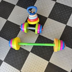3 Piece Kids Barbell / dumbbell/ Kettlebell Weight Set