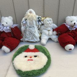 Beautiful vintage Christmas decor, tree, topper, and more stuffed animals make offer or take them off for a great deal