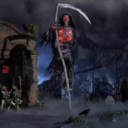 12 ft. Grave & Bones Giant-Sized Color Changing Animated LED Levitating Reaper