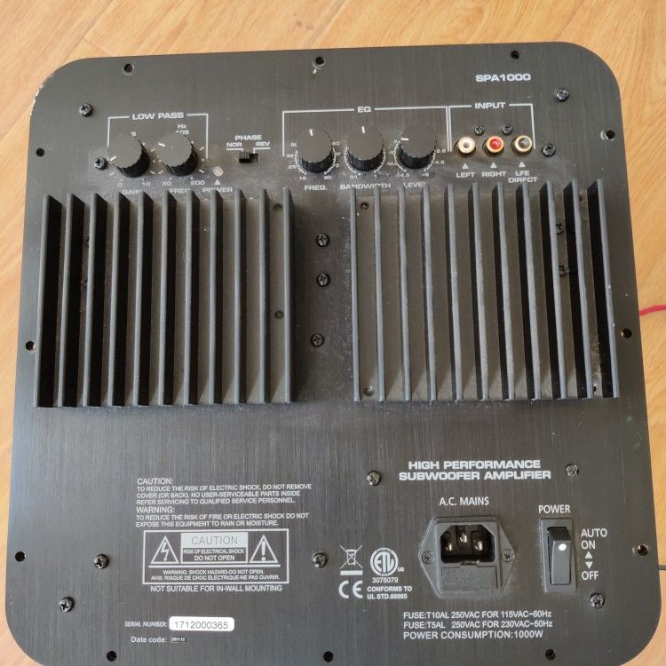 Dayton Audio SPA1000 Plate Amplifier. Subwoofer, Emotiva, Svs, Hsu, Monolith, Klipsch