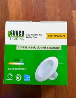 Sunco 4 Pack 6 Inch Retrofit LED Recessed Lights, 5000K Daylight