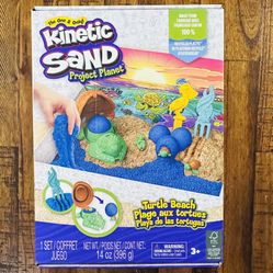 NEW! Kinetic Sand Turtle Beach  Play Set w/ Sand Dig Sensory Toy Ages 3+  All natural sensory toys made with natural sand. The original kinetic sand t