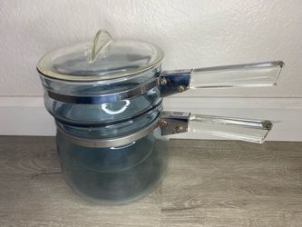 Vintage Pyrex Flameware Double Boiler 6283 1-1/2 Qt Complete with Lid