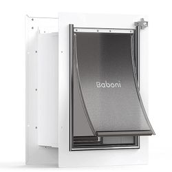 Baboni Pet Door for Wall, Steel Frame Telescoping Tunnel, Aluminum Lock, Double Flap medium to 40lbs