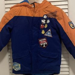 Disney Jacket Mickey Mouse Boys 5/6 Hooded Mount Mickey Alpine Ski Fleece