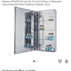 Pegasus SP4580 26-Inch by 15-Inch Surface or Recessed Mount Beveled Mirror Medicine Cabinet, Clear