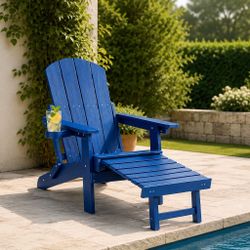 Brand NEW In sealed box Blue Adirondack Chair w/ Footrest – Adjustable Outdoor Patio Chair