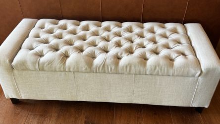 Grey Fabric Storage Bench