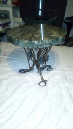 Marble Side Table w/ bronze base Handmade Local Artist
