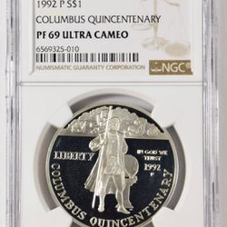 1992 P $1  Commemorative "Columbus Quincentenary" Silver Dollar.