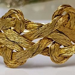 Vintage Chunky Braided Gold Tone Bracelet 