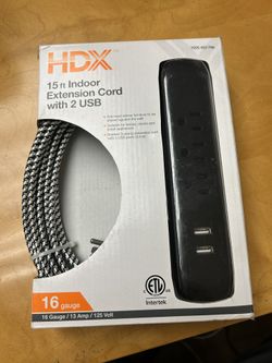 15ft Indoor Extension Cord with 2 USB