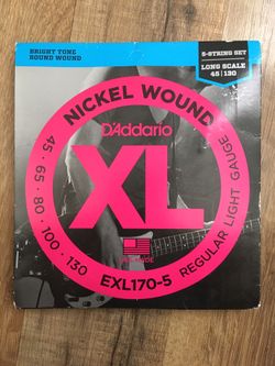 Bass Guitar Strings, 5 String Set, 45-130