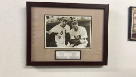 Framed Vintage Baseball Photo with Nameplate Ted Williams and Joe DiMaggio