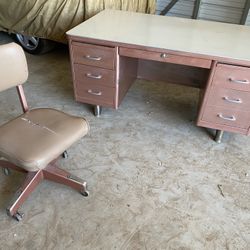 Vintage Mid Century Modern Tanker Desk