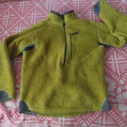 Vintage Patagonia R2 Fleece Deep Pile Pullover Green yellow Mens M usa