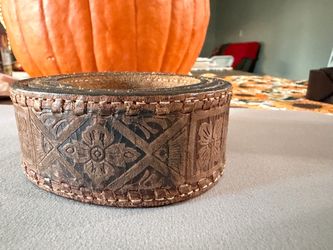 Wide Tooled Leather Cuff Bracelet