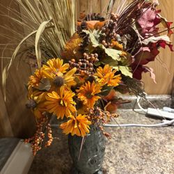Decorative Fall Flowers And Vase 