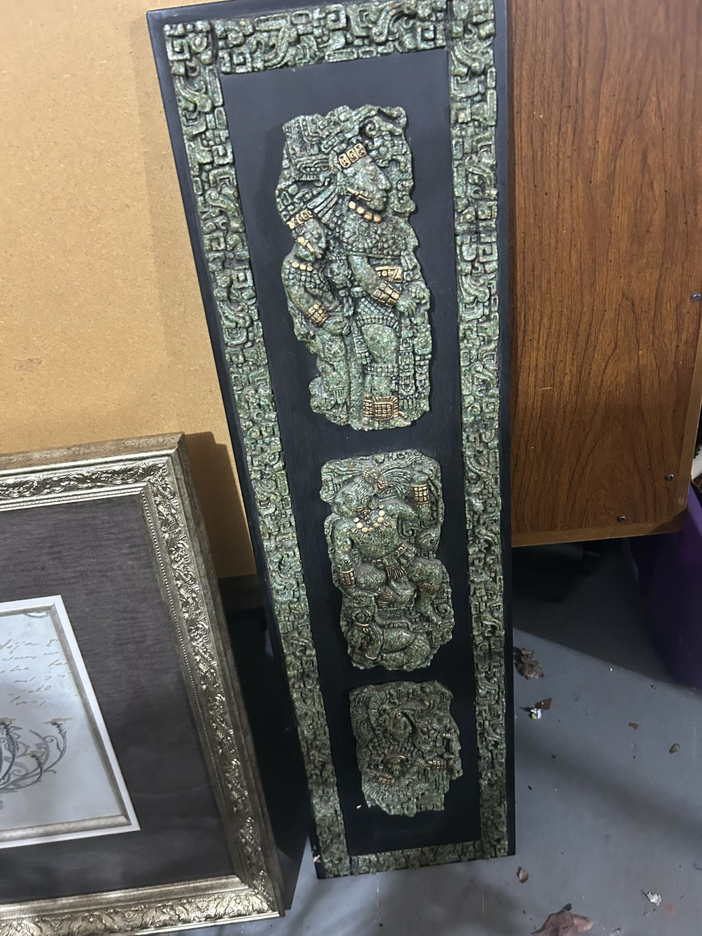 mid century modern large Mayan/Aztec Mexican Resin Wall Plaque 1960’s