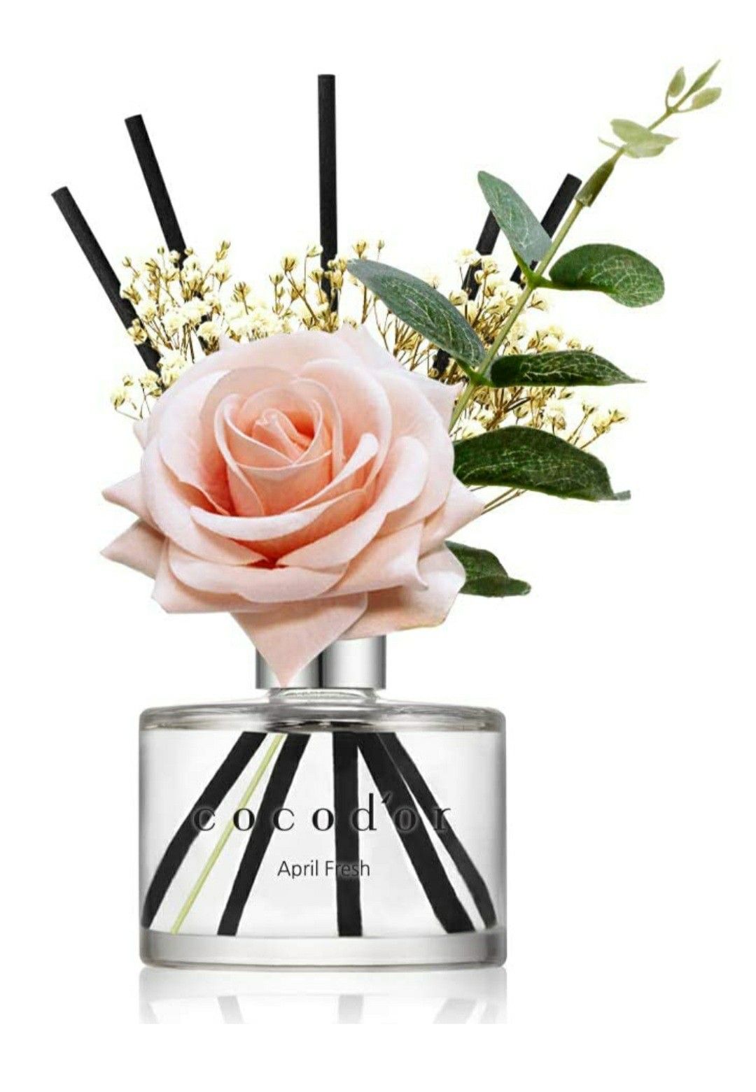 Cocod'or Rose Flower April Breeze Reed Diffuser Set, Home Decor & Office Decor, Fragrance and Mother's Day, Birthday, Wedding Gifts, 6.7oz