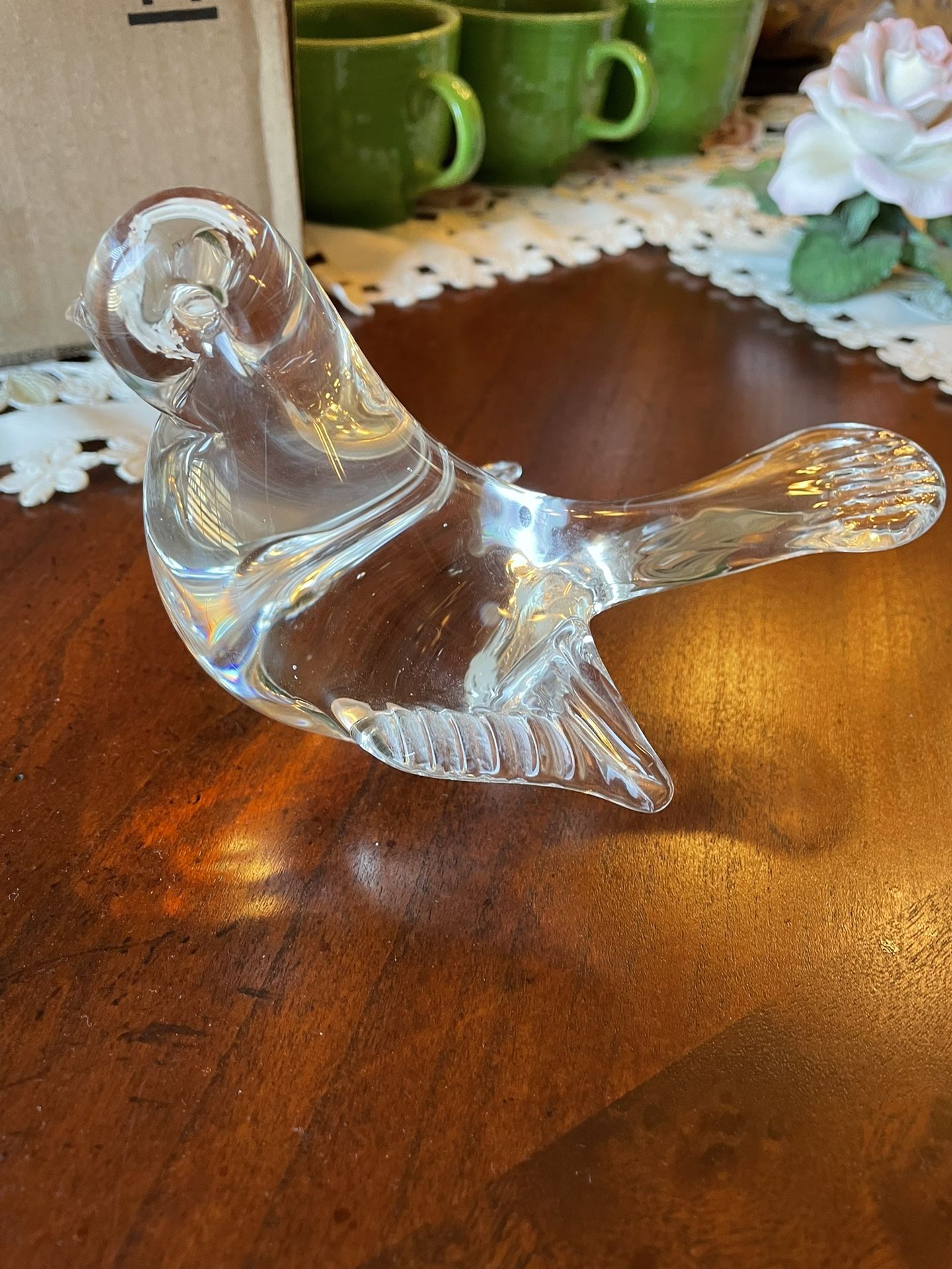 SOLID CLEAR CRYSTAL BIRD PAPERWEIGHT/FIGURINE. Or best offer 