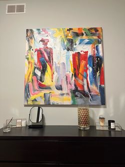 Large Abstract Colorful Canvas Painting