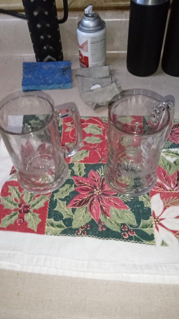 Two Thick Glass Mugs