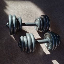 Two 37.5 lb. Adjustable dumbells.
 Adjustable Work Out Bench
