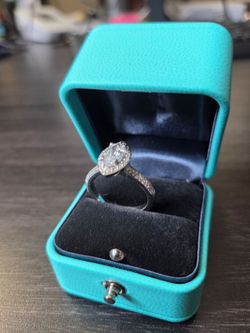 • Marquise Diamond Ring with Diamond-Encrusted Halo - (Size 7)