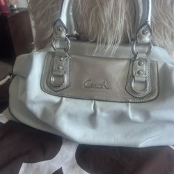 White And Silver Coach Bag 