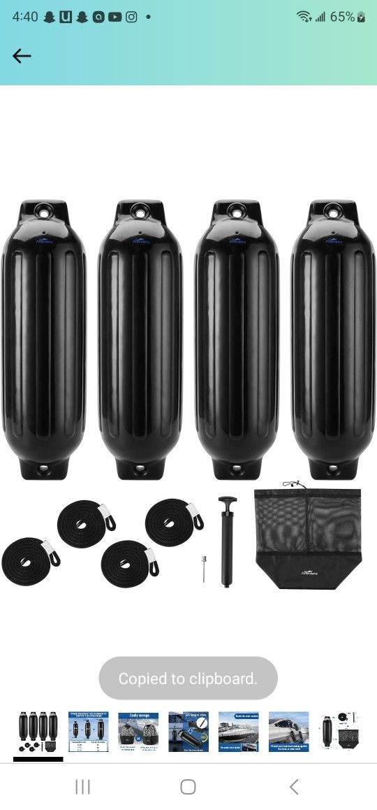 Affordura Boat Fender 4 Pack Boat Bumpers Fenders with 4 Ropes, Boat Bumpers for Pontoon Boat Fenders Inflatable