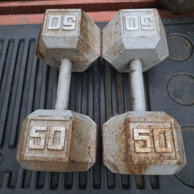2-50lb Hex Dumbbells