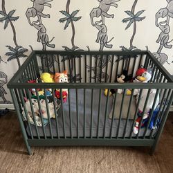 Hampshire Olive Green Wood Convertible Crib (Crate & Barrel)
