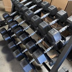 New HEX Dumbbells Pairs 5-50 Lbs Dumbbell Rack 550lbs Total Weight