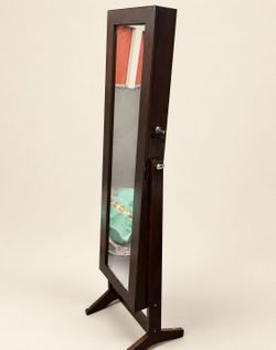 Vintage Wood Jewelry Case with Mirror