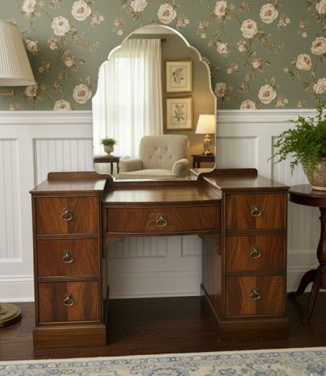 1910s make up Waterfall table with mirror