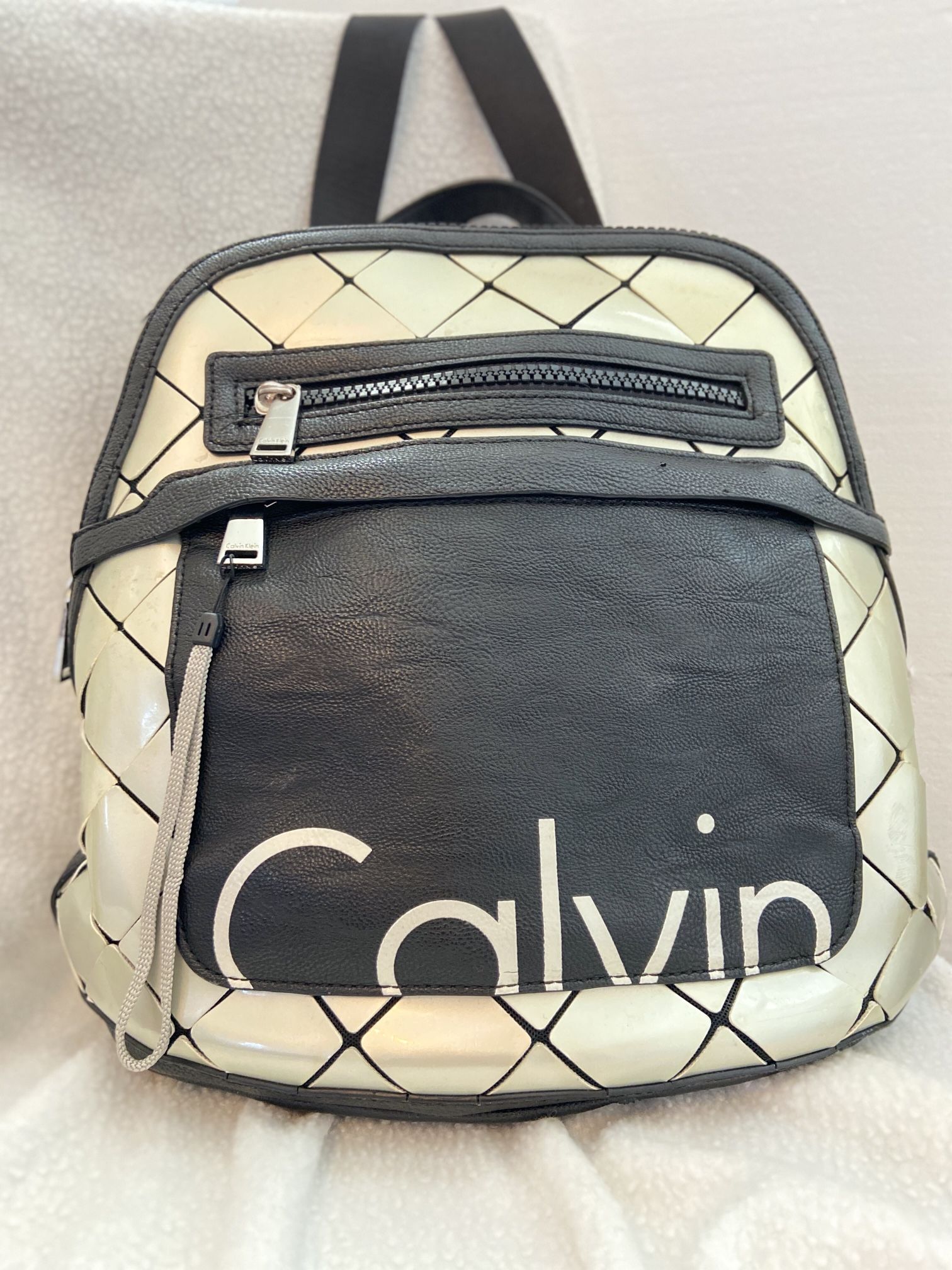 Calvin Klein black leather backpack