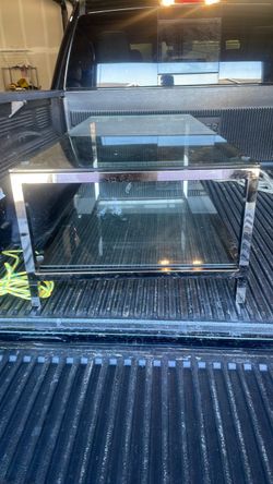 Glass and Chrome TV Stand / living room table