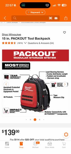 Milwaukee 15 in. Packout tool backpack