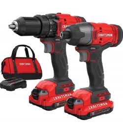Brand new never been used CRAFTSMAN V20 MAX Cordless Drill and Impact Driver, Power Tool Combo Kit with 2 Batteries and Charger