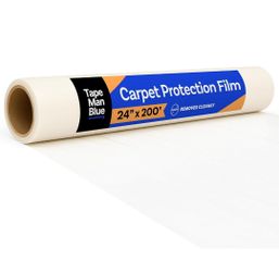 TapeManBlue Carpet Protection Film 24" x 200' roll, Self Adhesive Plastic Carpet Protector Film with Clean Removal & Easy Unwind, Durable Protection T