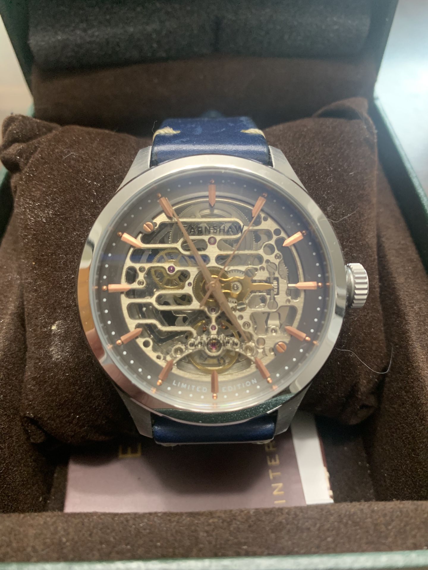 Thomas Earnshaw Skeleton Automatic Limited Edition – Box – Blue Leather Strap