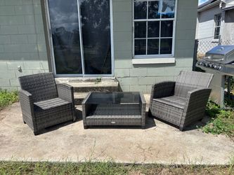 Gray Wicker Patio Furniture Set