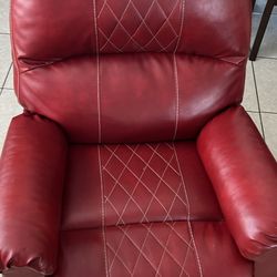 Red Leather Love Seat And Recliner