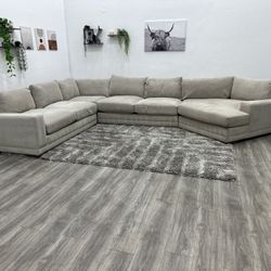 Living Spaces Grey Sectional Couch - Free Delivery 