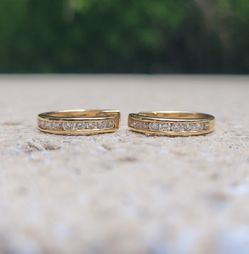 18K Gold Diamond Huggie Earrings (Jewelry Box Included)