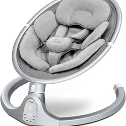 BabyBond Baby Swings For Infants, Bluetooth Infant Swing With Preset Lullabies, 5 Point Harness Belt, 5 Speeds And Remote Control - Portable Baby Swin